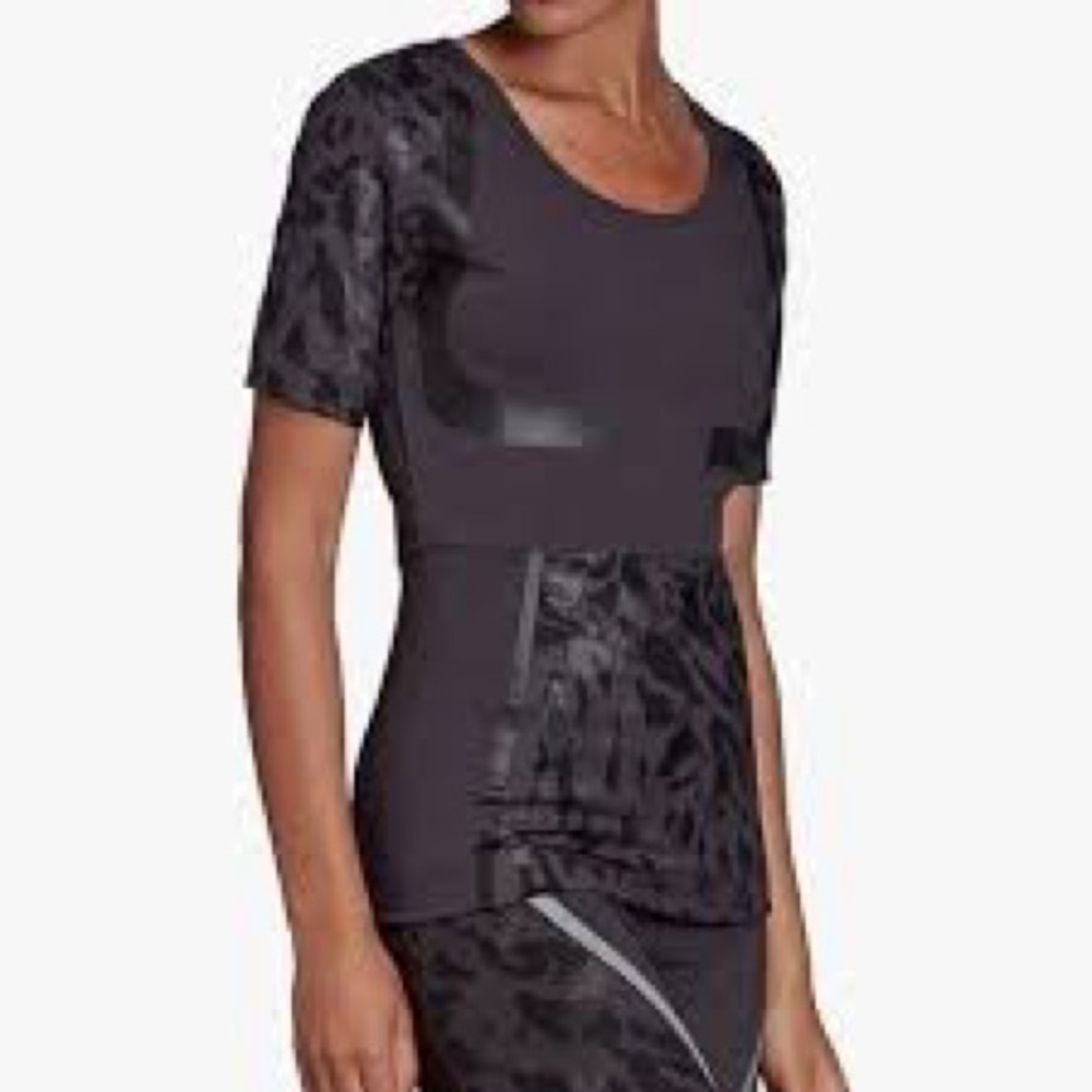 Adidas Stella McCartney Black/Grey Leopard Print Women's Active top